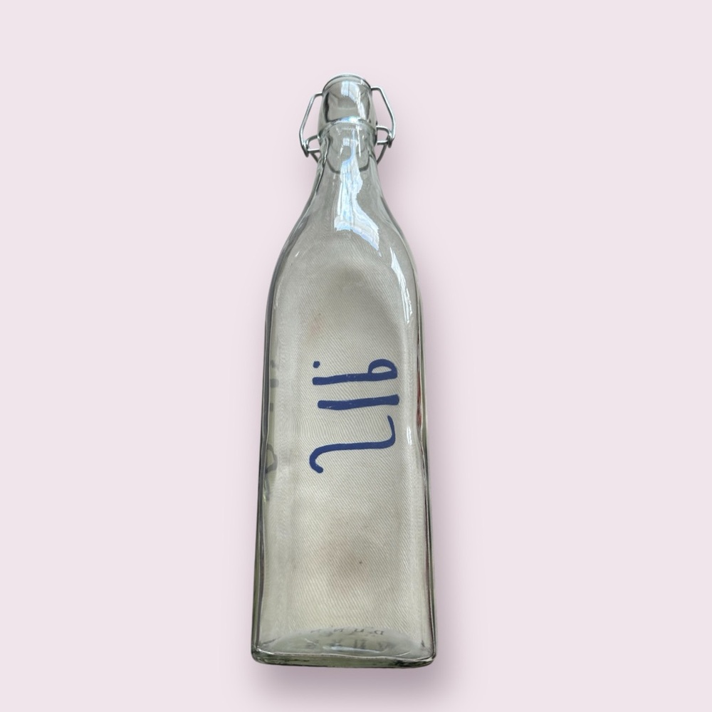 Rae Dunn Clear Glass Bottle with Blue 'SIP' - Picture 6 of 9